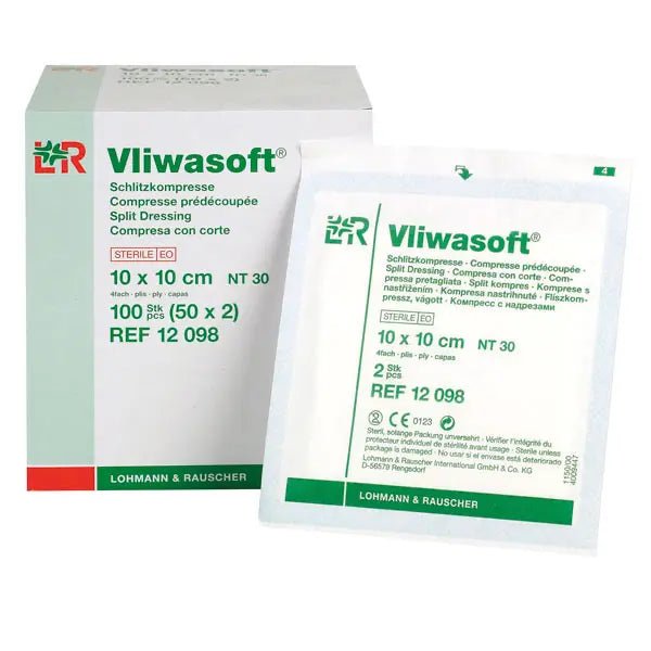 Vliwasoft Schlitzkompressen - 10 X 10 cm - Lohmann und Rauscher