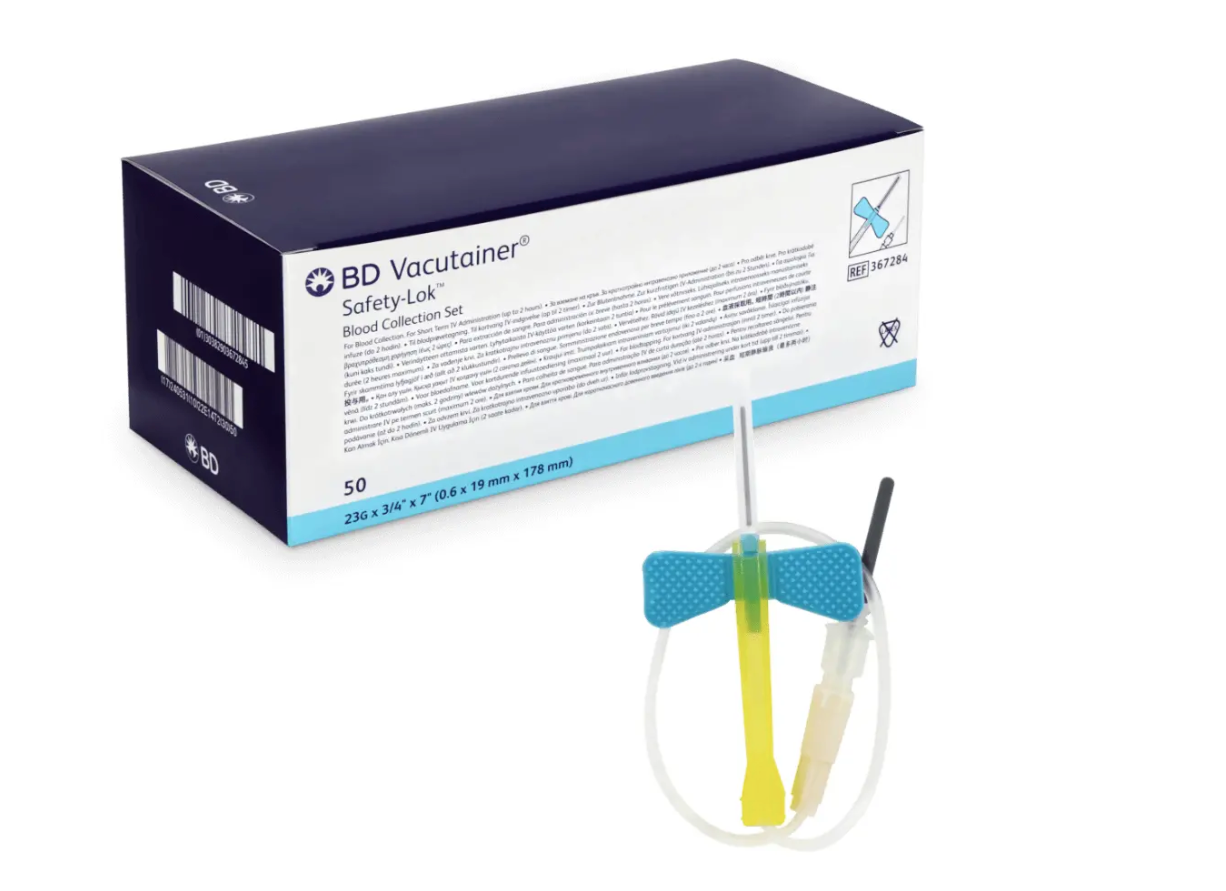 Vacutainer Safety-Lok Blood Collection Set - 23G, 0.6x 19cm