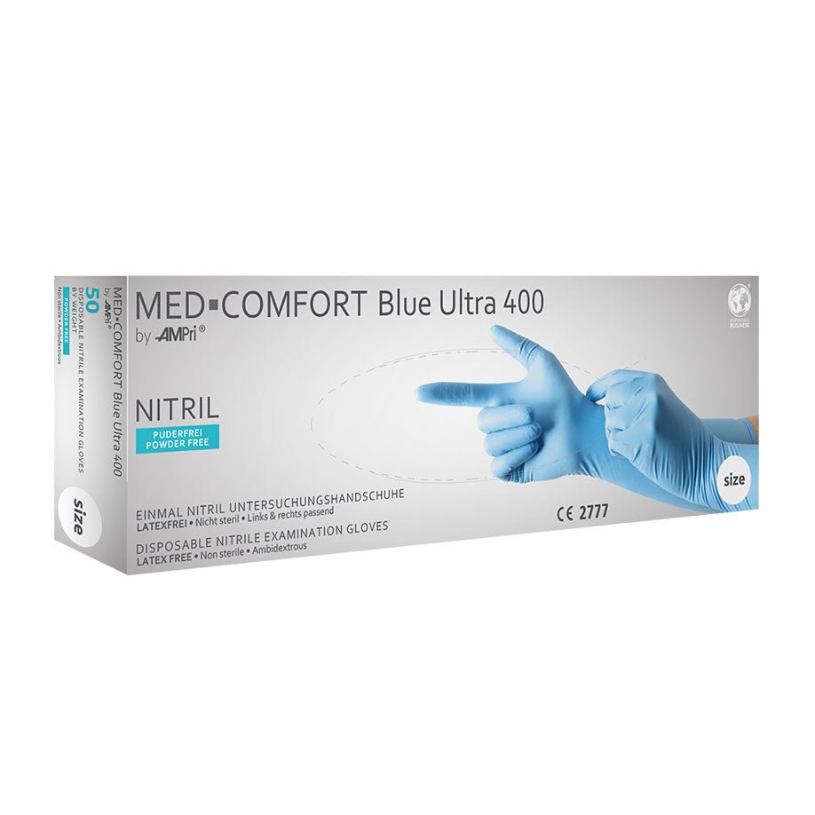 AMPri GmbHMed-Comfort Ultra 400 Nitrilhandschuhe blau, Gr. M, unsterilDocMed GmbH